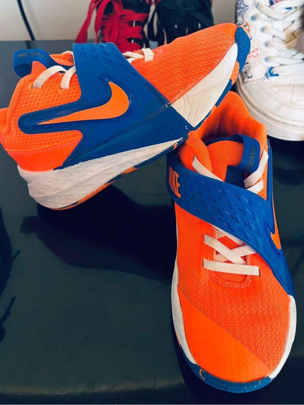 Nike Kids Orange and Blue Basketball Sneakers